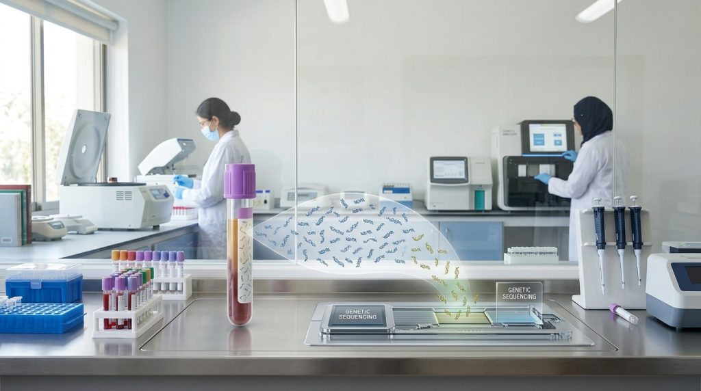How NIPT test analyzes cell-free fetal DNA from a maternal blood sample